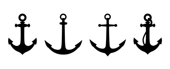 anchor silhouette set - vector ilustration © KR Studio