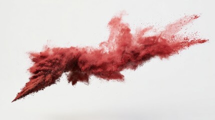 Anthropomorphic dust symbol in vibrant red spray paint, representing passion and urgency,