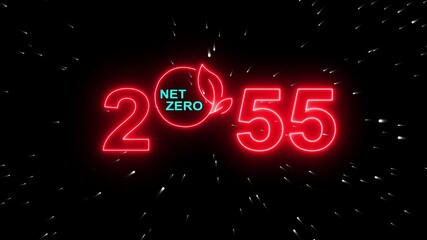 Net zero emission and carbon neutral concept with Net zero icons and 2055 year change concept. Sustainable development and red business concept Climate neutral long term strategy 2055 with net zero.