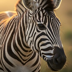 Fototapeta premium Striking Portrait of a Zebra Capturing the Beauty of African Wildlife in Natural Light