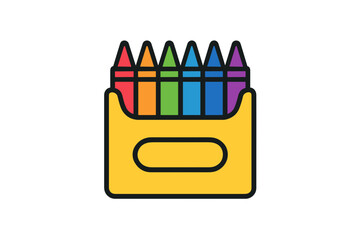 Colorful Crayon Box Icon (Vector)