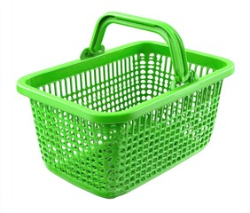 Fototapeta premium Bright green plastic shopping basket (1)