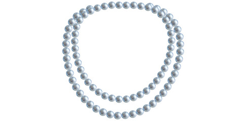 Pearl Necklace On White Background, Vintage Jewelry Beads Garland Vector Illustration.	