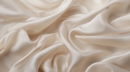 Obraz premium A luxurious satin fabric with a smooth glossy surface and rich folds in warm beige tones,