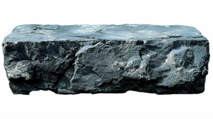 Dark gray stone rock platform offering a sturdy empty surface ideal for product display and presentation, PNG, isolated on transparent background.