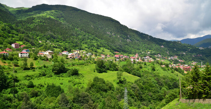 A view from the touristic Hamsikoy neighborhood in Macka, Trabzon, Turkey