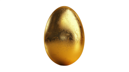 Gleaming golden egg creating a striking and eye catching visual effect, PNG, isolated on transparent background.