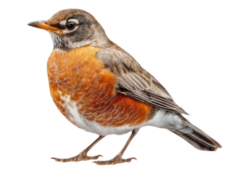 American Robin Turdus migratorius isolated on white background vector illustration for wildlife birdwatching educational or nature projects