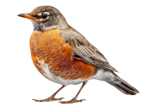 American Robin Turdus migratorius isolated on white background vector illustration for wildlife birdwatching educational or nature projects
