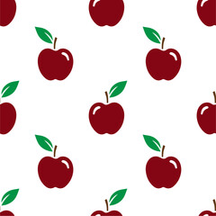 Cartoon red apple seamless pattern