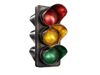 Realistic Traffic Light with Red Yellow and Green Signals Isolated on White Background