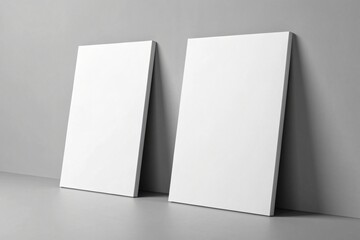 Two blank white rectangular panels leaning on wall