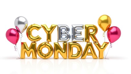 Colorful Balloon Letters Celebrating Cyber Monday Shopping Event