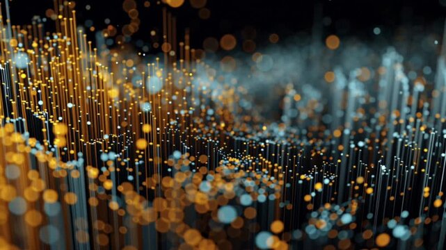 Abstract digital light background with multicolor glowing patterns symbolizing cyber technology, data flow and futuristic innovation