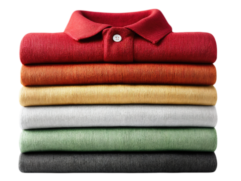 Stack of colorful folded knitted sweaters or pullovers isolated on white background vector illustration perfect for fashion and textile design projects - Powered by Adobe
