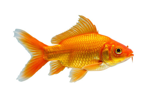 Vibrant orange goldfish isolated on transparent background