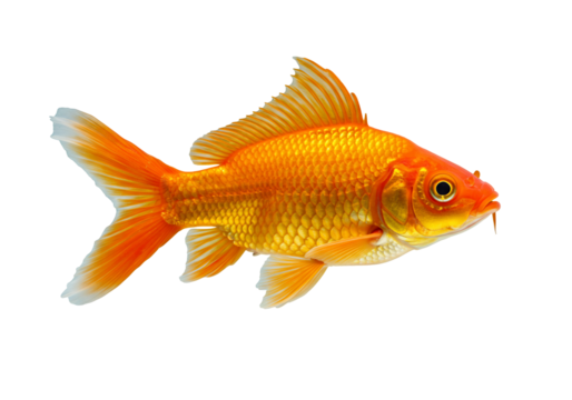 Vibrant orange goldfish isolated on transparent background - Powered by Adobe