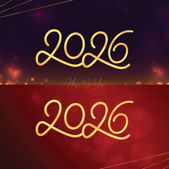 Elegant Black Golden Luxury Maroon 2026 New Year Number Font Typography Vector illustration template background wallpaper banner post new year calendar festival anniversary royal event colorful card