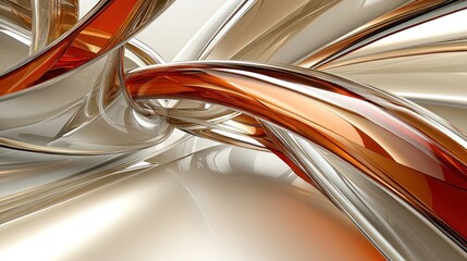 Elegant Copper and Silver Abstract Flowing Shapes Wallpaper Background Design