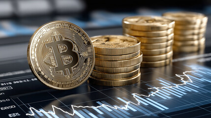 Digital currency cryptocurrency bitcoin financial growth investment market trend gold coins technology blockchain trading