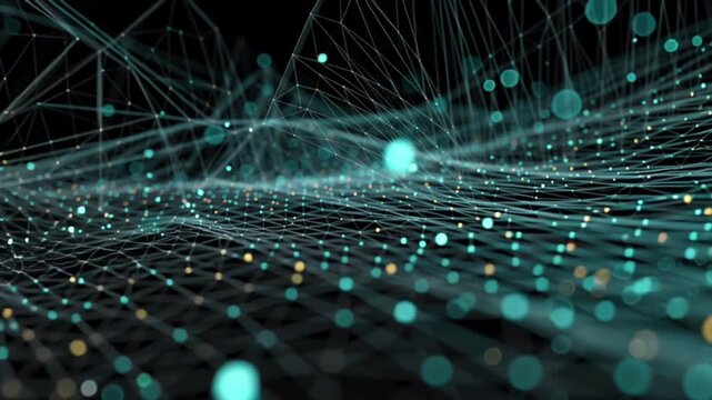 Robotics and automation digital data web with connected nodes symbolizing Industry 4.0 and smart manufacturing