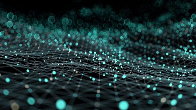 Financial digital data web with connected nodes symbolizing fintech, banking networks and investment technology