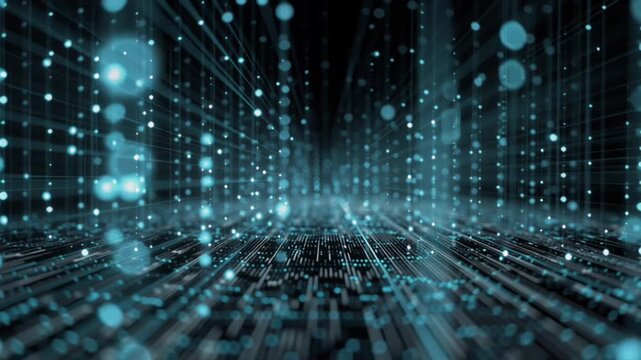 Secure blue data tunnel with glowing light symbolizing encrypted digital flow and cybersecurity protection