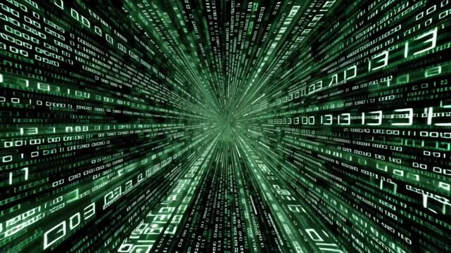 Secure matrix data tunnel with encrypted digital code symbolizing cybersecurity and protected networks