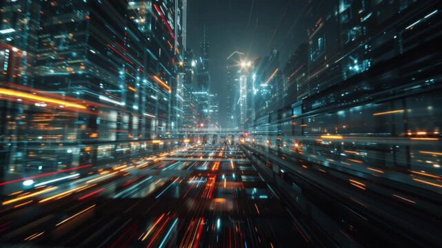 Futuristic digital smart city with connected IoT infrastructure and advanced urban technology