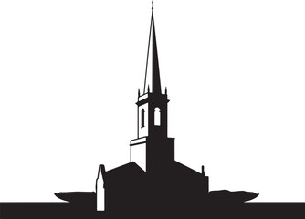 Obraz premium Elegant church steeple silhouette against bright white sky