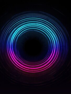Neon Tech Rings &ndash; Electric Blue & Magenta Concentric Lines
