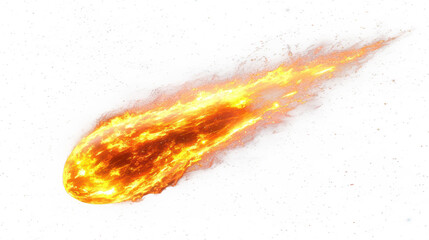 Fiery Celestial Body Hurting Through Space Leaving A Blazing Trail Behind, PNG, isolated on transparent background.