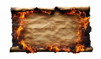 Burning Paper Sheet With Flames Representing Danger And Destruction, PNG, isolated on transparent background.