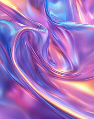 Obraz premium Vibrant, iridescent fabric with swirling patterns shades of purple, pink, and blue creates mesmerizing and fluid appearance. glossy texture reflects light beautifully, adding sense of movement