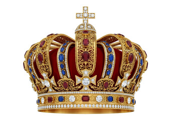 Luxurious royal crown adorned with diamonds and sapphires for regal occasions