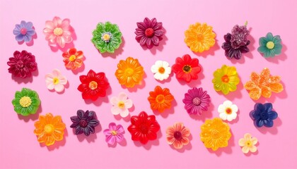 Fototapeta premium ピンク色の花の散らばる背景
