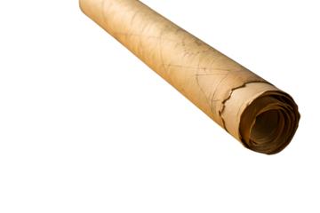 Rolled Map Evoking Exploration Historical Documents Adventure And Discovery, PNG, isolated on transparent background.