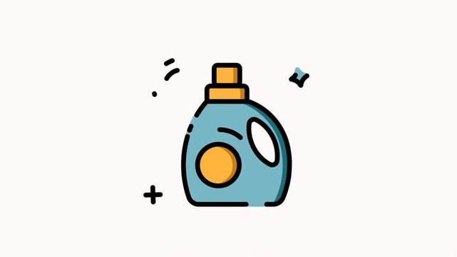 Cartoonstyle laundry detergent bottle, perfect for household product promotions or cleaning service advertisements in playful and eyecatching designs.