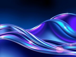 Obraz premium Abstract holographic waves shifting between blue, purple, and silver metallic reflections, futuristic shiny gradient background design for modern fashion prints, digital art, and technology themes