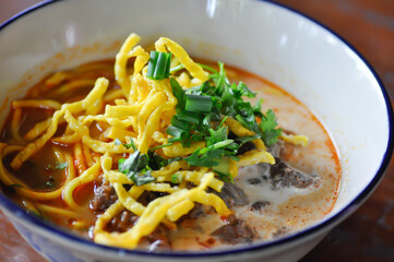 noodles or beef curry noodles , beef noodles or Thai noodles