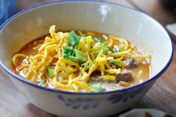 noodles or beef curry noodles , beef noodles or Thai noodles