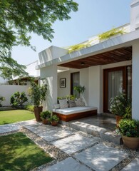Fototapeta premium Outdoor patio with comfortable seating