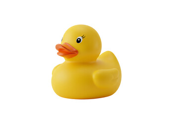 Yellow rubber duck toy on transparent background simple childrens bath toy