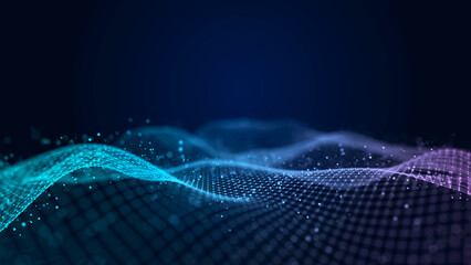 Futuristic sound flow wave. Equalizer for music. Data transfer. 3D rendering.
