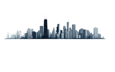 Naklejka premium Black and white Chicago skyline on white background.png