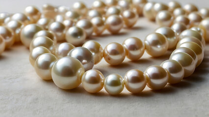 Necklace with Lustrous Creamy White Beads and Metallic Accents – Timeless Jewelry Design Showcasing Smooth Surface, Light Reflection, and Sophisticated Craftsmanship for Fashion, 4K image 