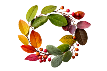 Circular arrangement of autumn leaves