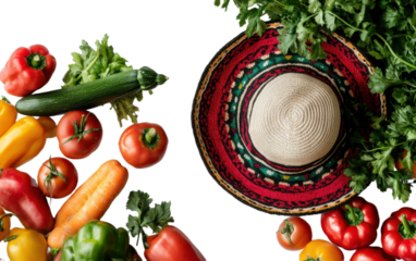Sets of vegetables with mayo hat on white background.png