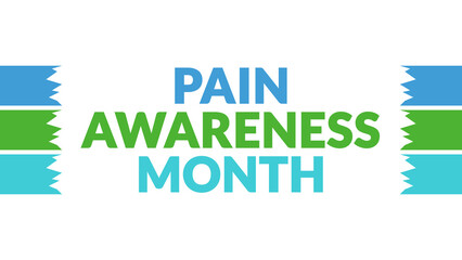 Pain Awareness Month text with side lines on a White background. Which is observed every year in September to celebrate and wish Pain Awareness Month.