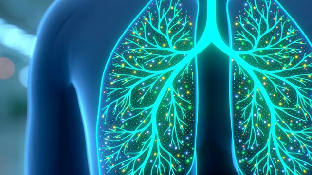 AI Diagnosis and Digital Lung Illustration Showcasing Advanced Medical Technology, Health Innovation, and Respiratory Health Modern Digital